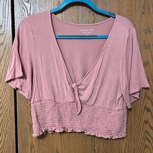 Large Soft & Sexy American Eagle Outfitters Pink Mauve Tie Crop Top